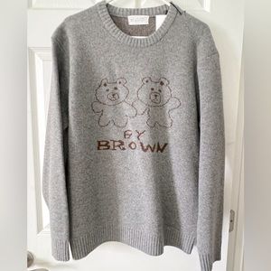 NWT LINE FRIENDS Made By BROWN Graphic Knit Pullover Grey